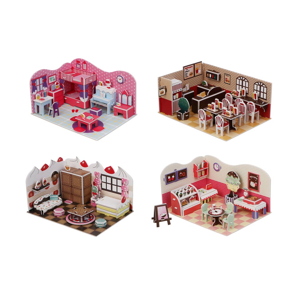 ХОББИХИТ Набор для творчества "Комната", EPS, бумага, 21х14,5см, 4 дизайна, арт.№ 287-449