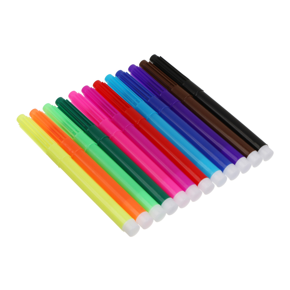 Фломастеры 12цв. FLOMIK утолщенные, 14см, D=1см, наконечник 3мм, ПВХ - пенал, арт.№ 256-011