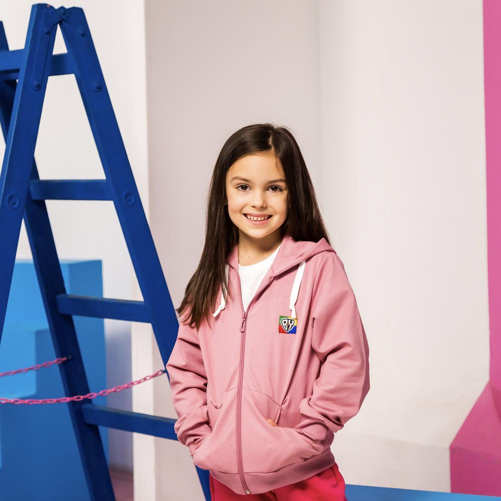 BY Basic Толстовка на молнии детская, хлопок, цвет розовый, размер 128, арт.№ 833-012