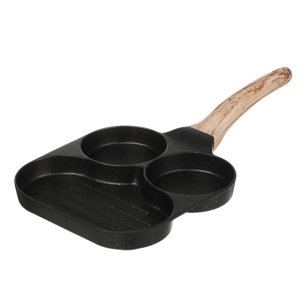 SATOSHI Карнуа Сковорода литая, 3 секции, 18см, антипригарное покрытие мрамор, индукция, арт.№ 846-740