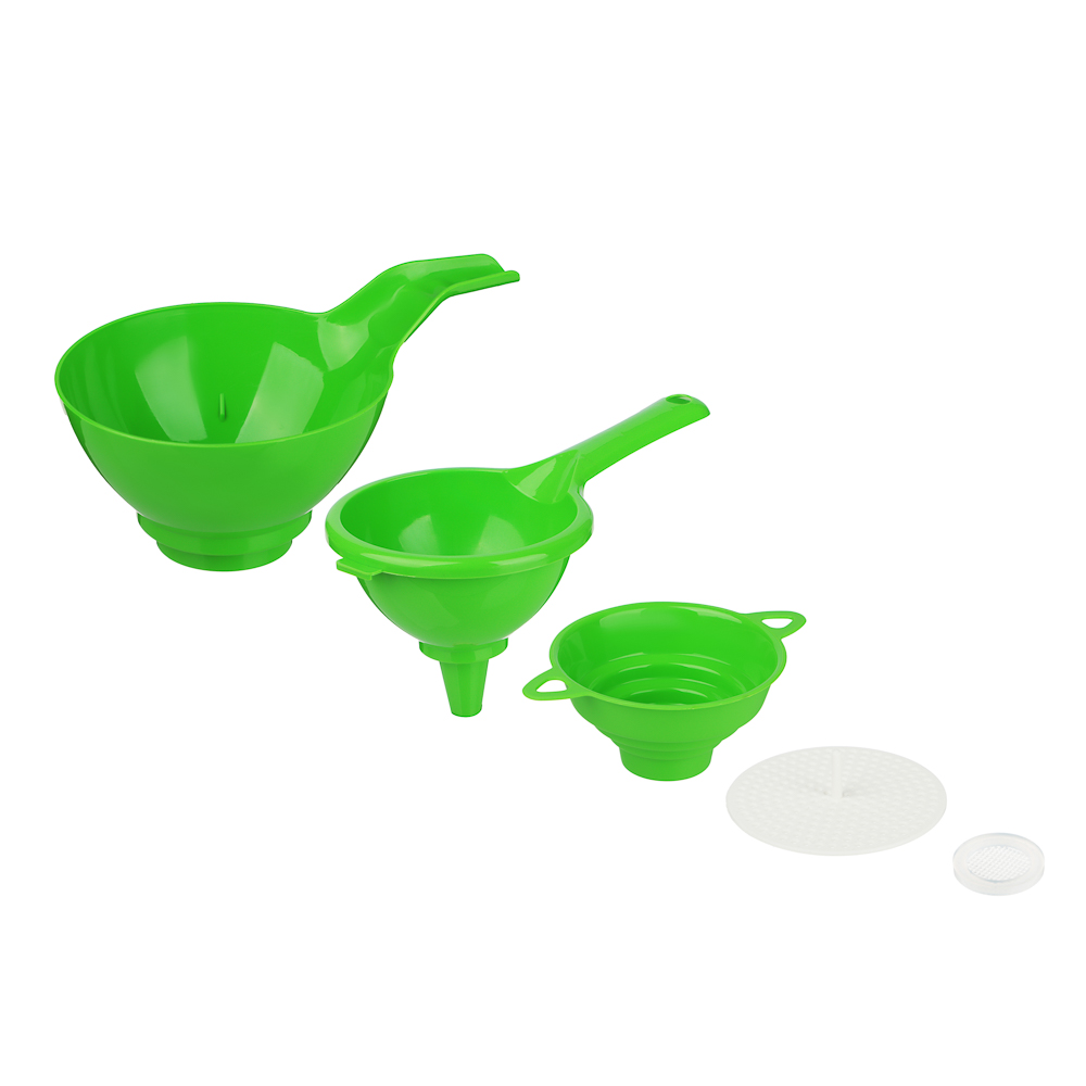 Набор 5 предметов: воронка на 4 диаметра; воронки широкое и узкое горло; ситечки малое и большое, арт.№ 861-498