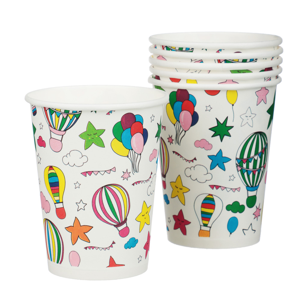 Набор бумажных стаканов Шарики с обводкой, 6 шт*250 мл, арт.№ 530-383