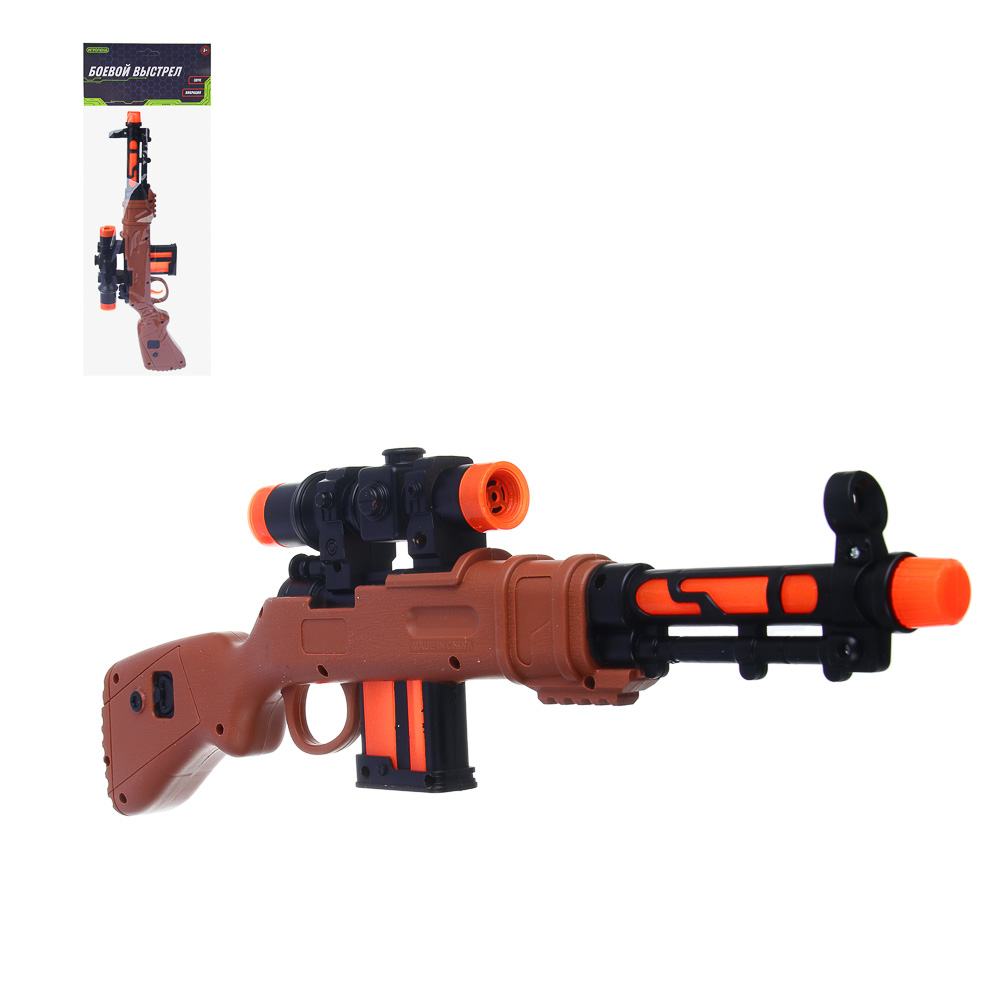ИГРОЛЕНД Автомат "Боевой выстрел", со звуком и вибрацией , 3хАА, РР, 17x4х46 см, 2 дизайна, арт.№ 261-780