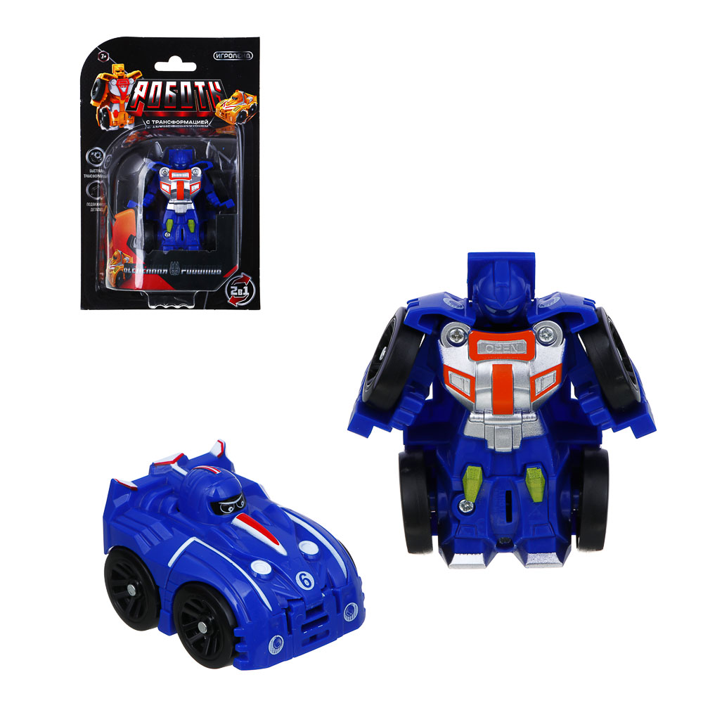 ИГРОЛЕНД Робот маленький, трансформируется в машину, ABS, 20х4,5х13, 4 диз., арт.№ 296-121