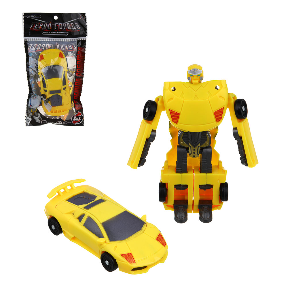 ИГРОЛЕНД Робот трансформирующийся "Герой города", высота 11 см,  ABS, 10,5х3,7х19 см, 4 дизайна, арт.№ 296-122