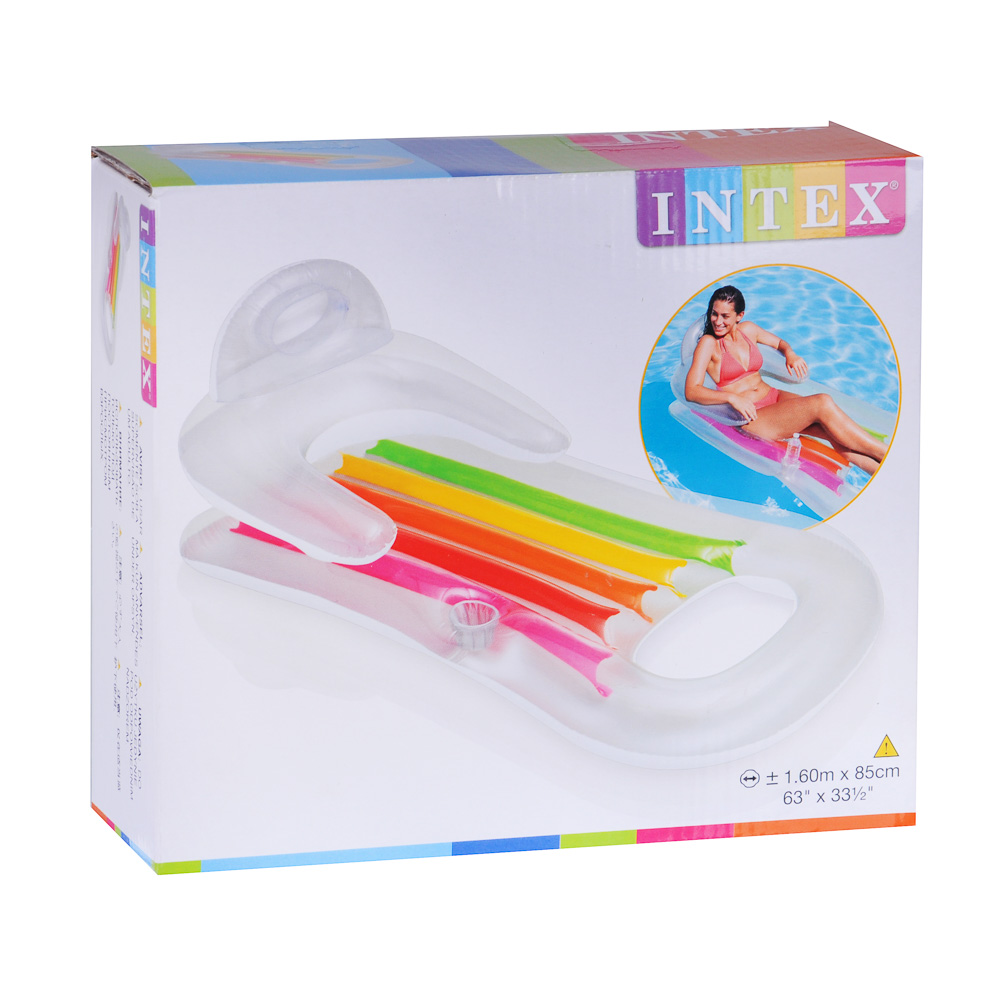 INTEX Матрас-кресло надувной с окном, 160x85см, 2 камеры, 2 цвета, рем комплект, 58802EU, арт.№ 359-270