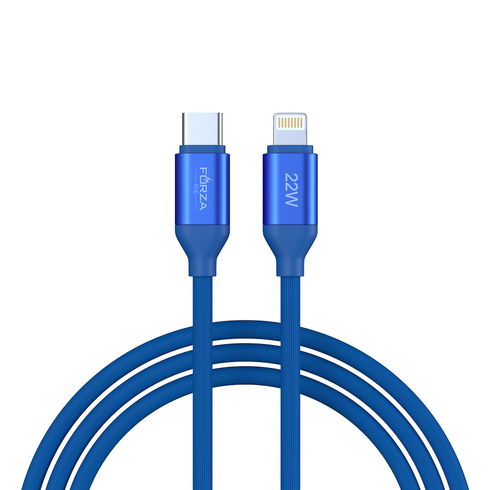 Кабель для зарядки Type C-iP FORZA Лето, 1м, 2.4А, Быстрая зарядка, 22Вт, прорез.кабель, пакет, арт.№ 931-088