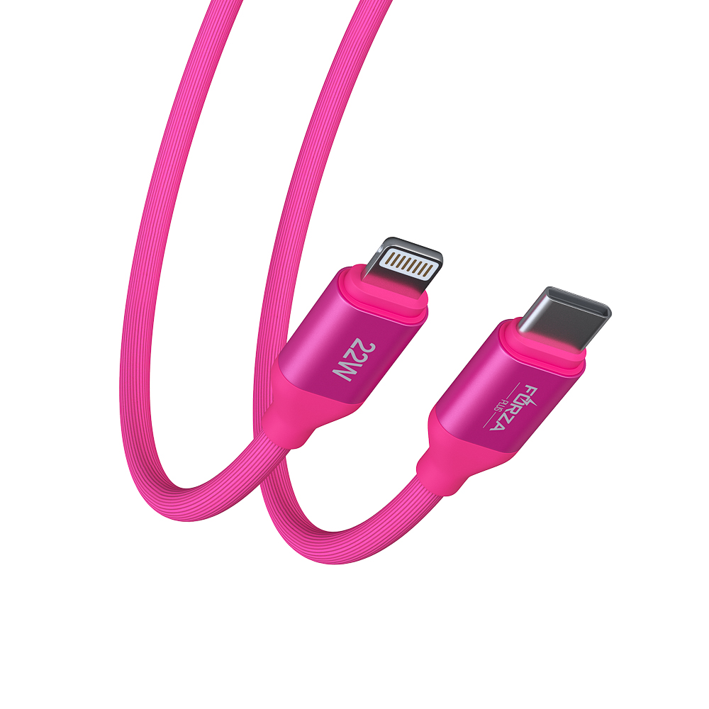 Кабель для зарядки Type C-iP FORZA Лето, 1м, 2.4А, Быстрая зарядка, 22Вт, прорез.кабель, пакет, арт.№ 931-088