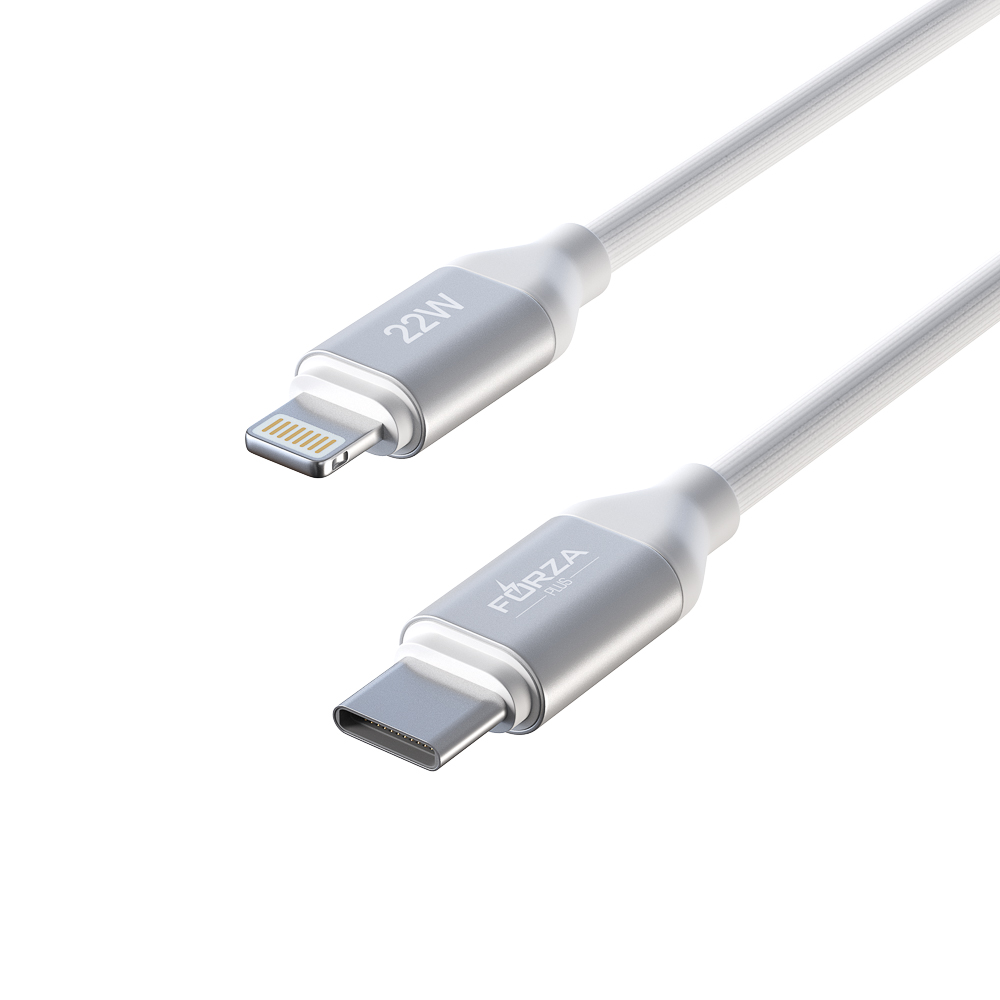 Кабель для зарядки Type C-iP FORZA Лето, 1м, 2.4А, Быстрая зарядка, 22Вт, прорез.кабель, пакет, арт.№ 931-088