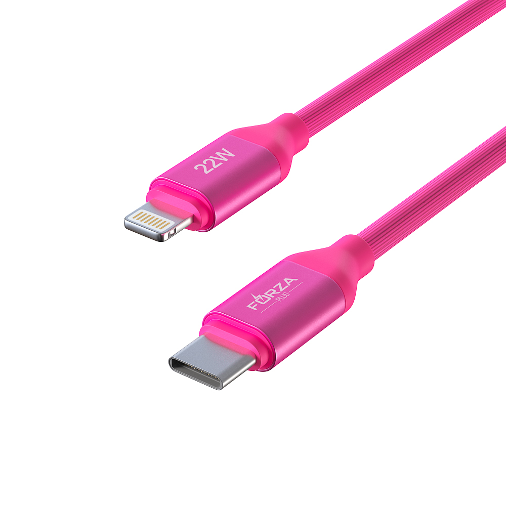 Кабель для зарядки Type C-iP FORZA Лето, 1м, 2.4А, Быстрая зарядка, 22Вт, прорез.кабель, пакет, арт.№ 931-088