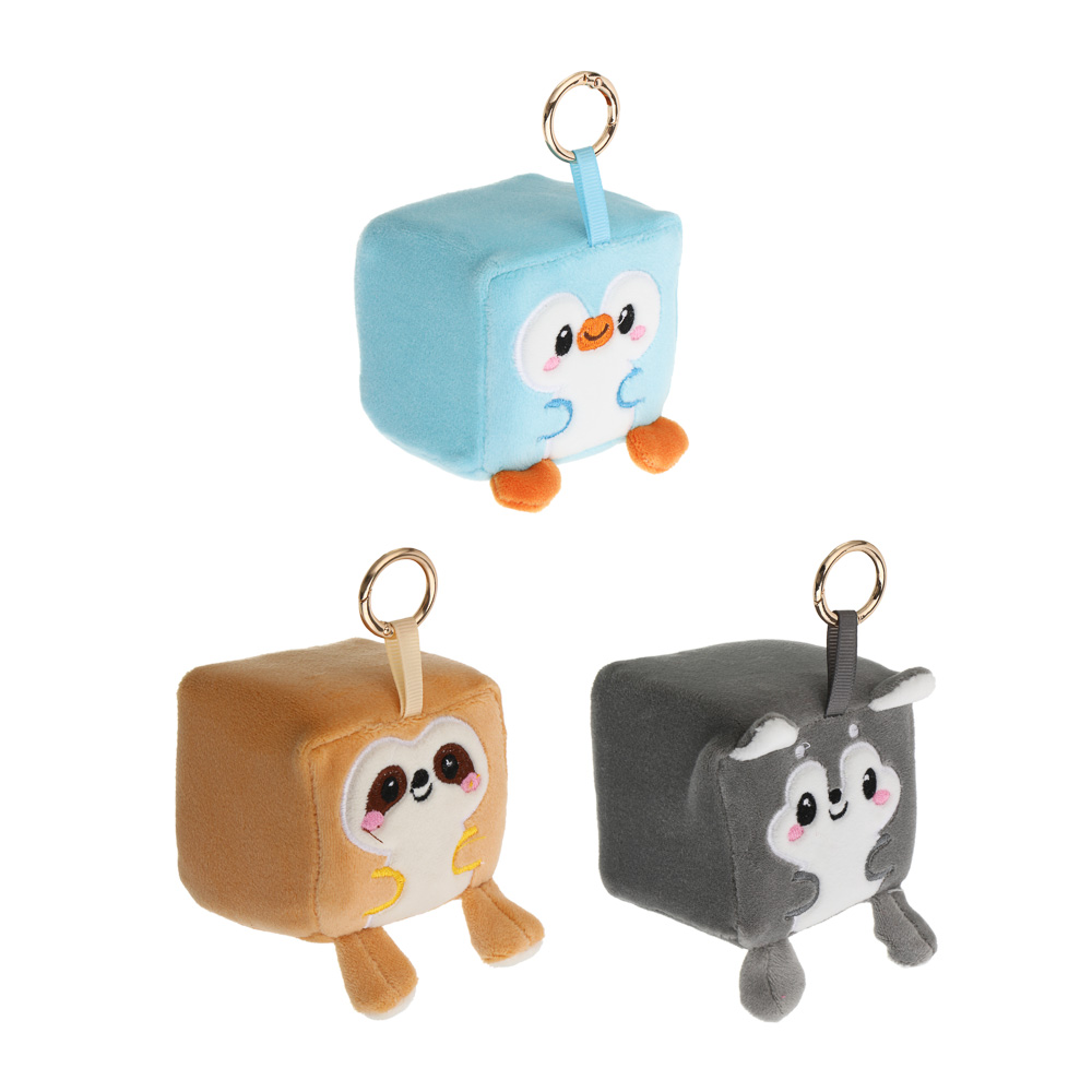 Брелок-подвеска мягкий "Зверокубик" 7 см, PU, полиэстер, металл, тм ИГРОЛЕНД, 1811-36, арт.№ 264-569