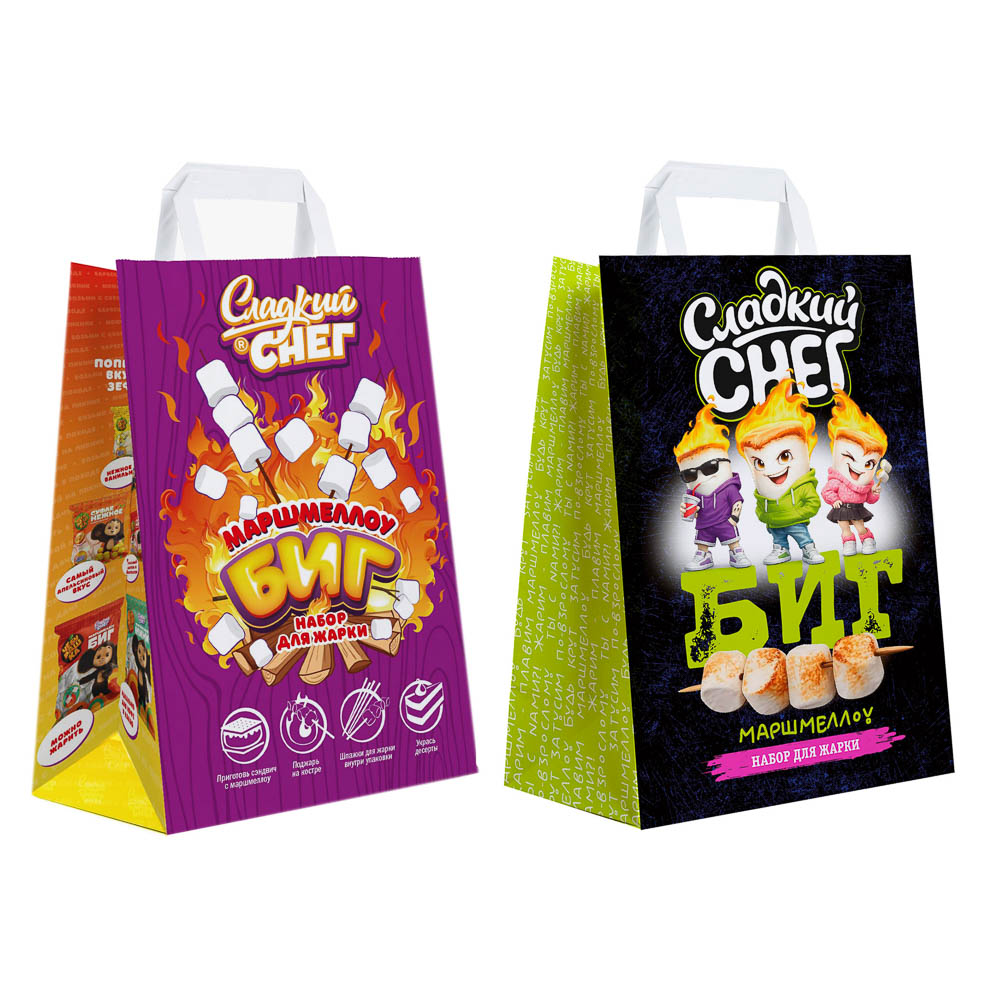 Жевательный зефир "Сладкий снег" Маршмеллоу биг набор для жарки, 200г, арт.№ 347-582