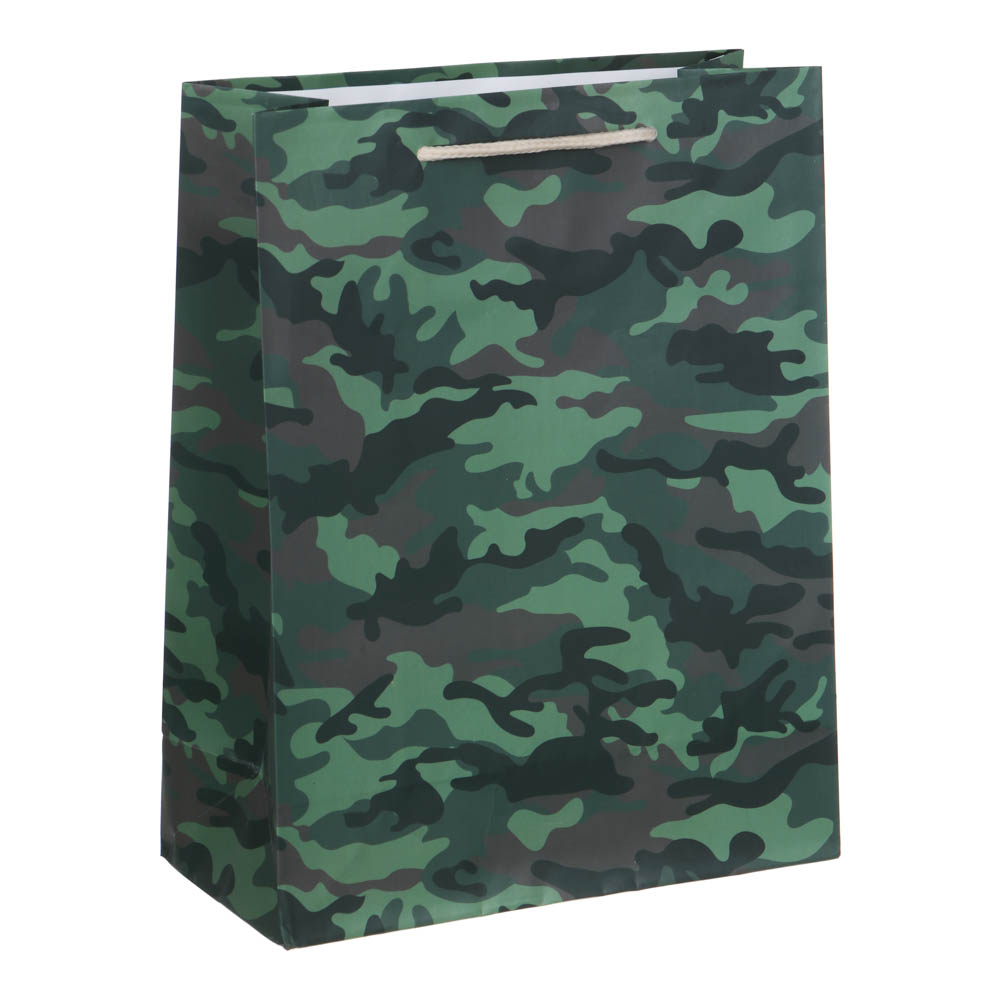 Пакет подарочный бумажный тм LADECOR, L 26x32x10 см, камуфляжный принт, арт.№ 507-295