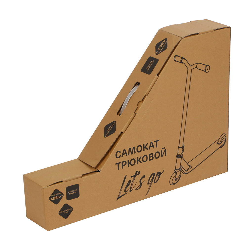 SILAPRO Самокат трюковой, 82х65х46см, ABEC-7, алюминий+ сталь+TPR+пластик, колеса d10см пластик+PU, арт.№ 131-098