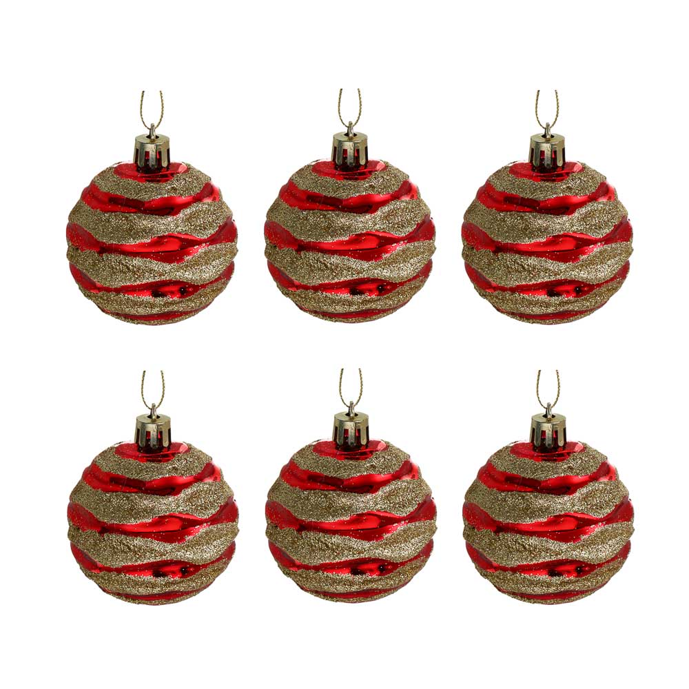 СНОУ БУМ Набор шаров 6 см, 6 шт, красный-золото, 26-194, арт.№ 373-609