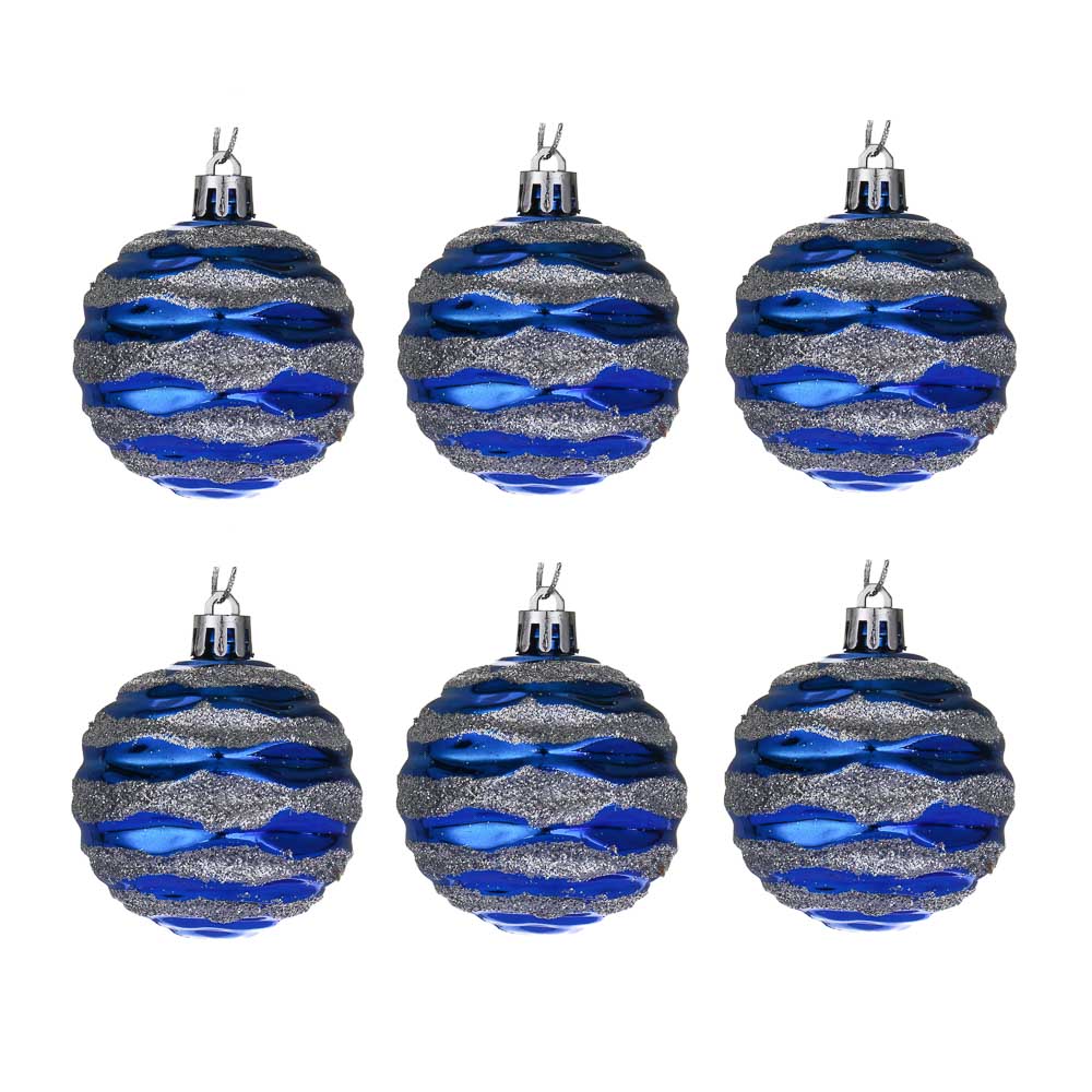 СНОУ БУМ Набор шаров 6 см, 6 шт, синий-серебро, 26-195, арт.№ 373-610