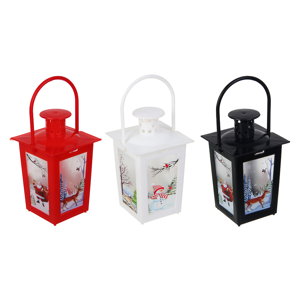Светильник декоративный LED в виде фонаря 7x11,6 см СНОУ БУМ, PP, 3хAG10, 1 режим, 3 дизайна, арт.№ 392-110