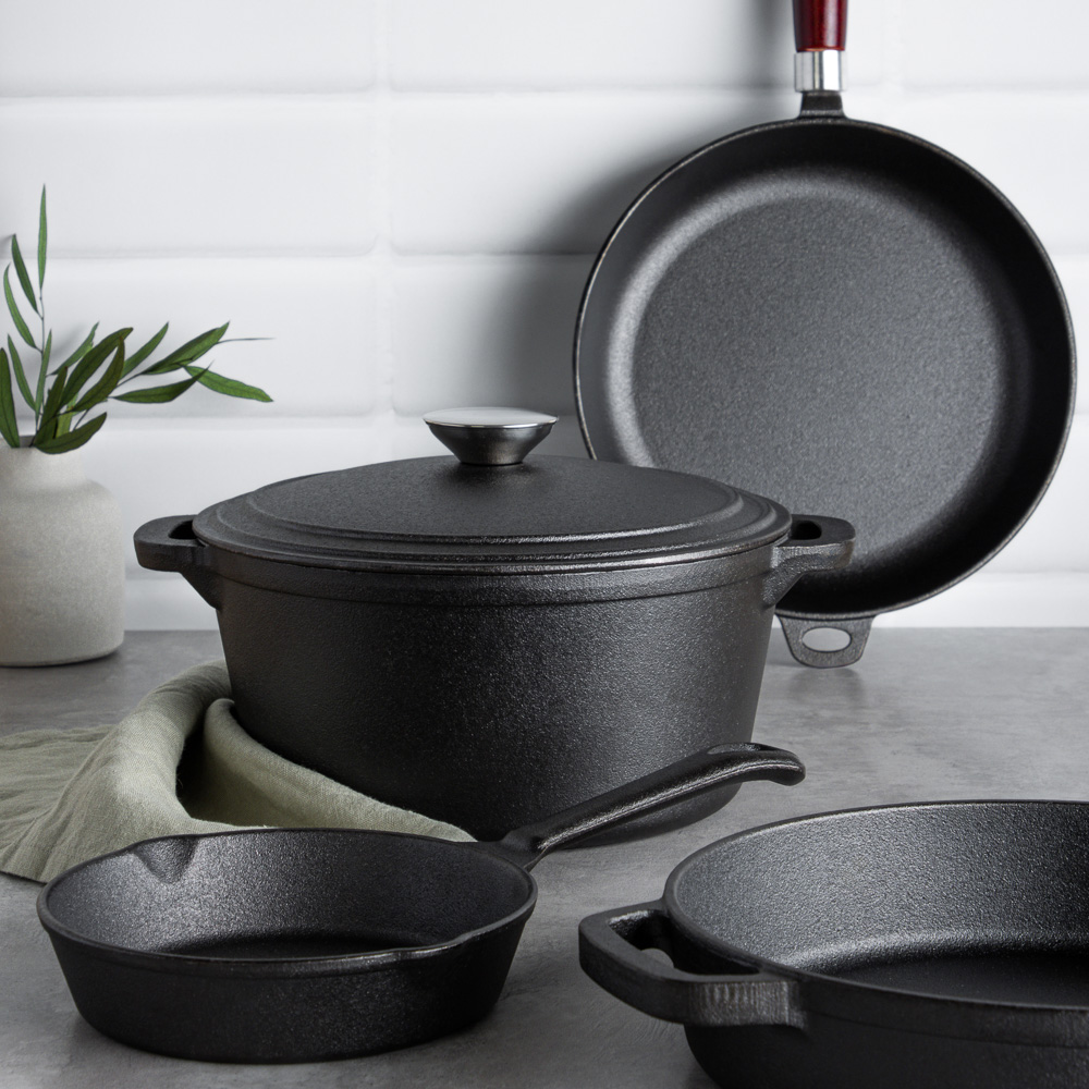 VETTA Сковорода чугун, 2 слива, d15,5см, индукция, арт.№ 808-001