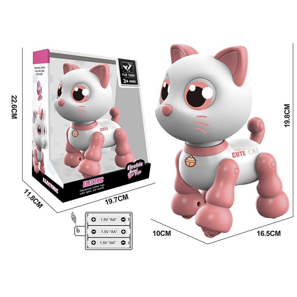 Робопитомец "Котенок", свет, звук, движение вперед-назад, 3хАА, PP, Н42, тм ИГРОЛЕНД, 3+, арт.№ 272-920