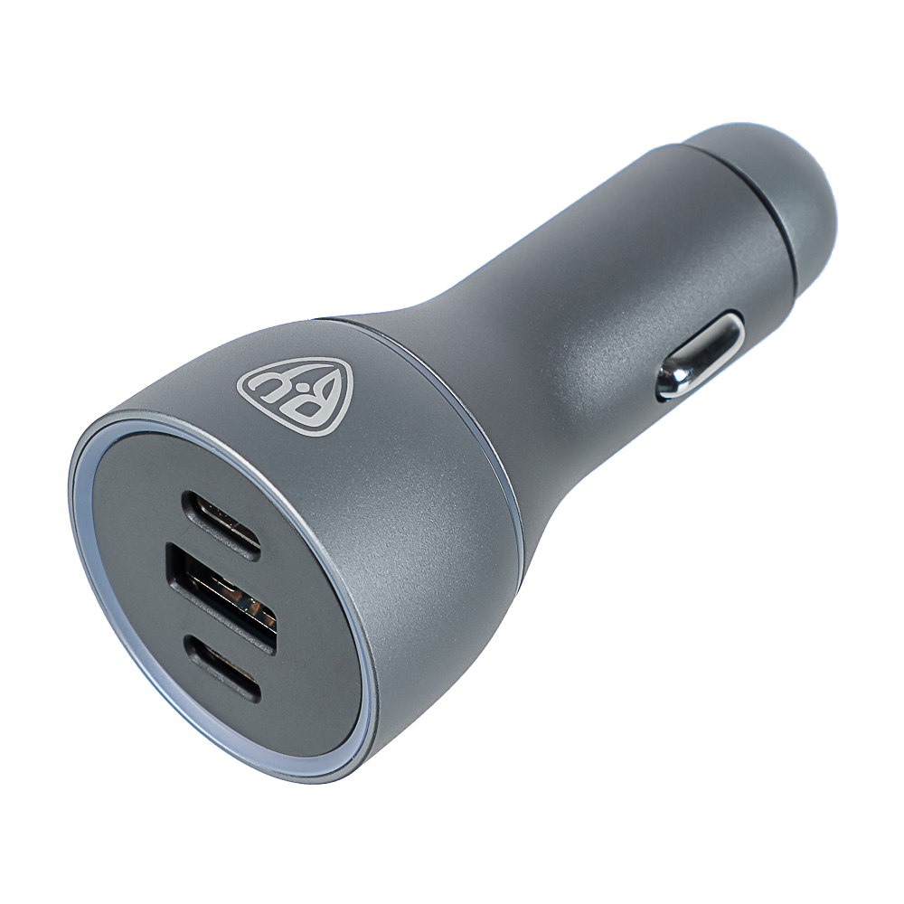 BY Зарядное устройство в авто с подсветкой 12/24 В, 100 Вт QC, PD 2*Type-c/USB-A, алюминий, пластик, арт.№ 738-044