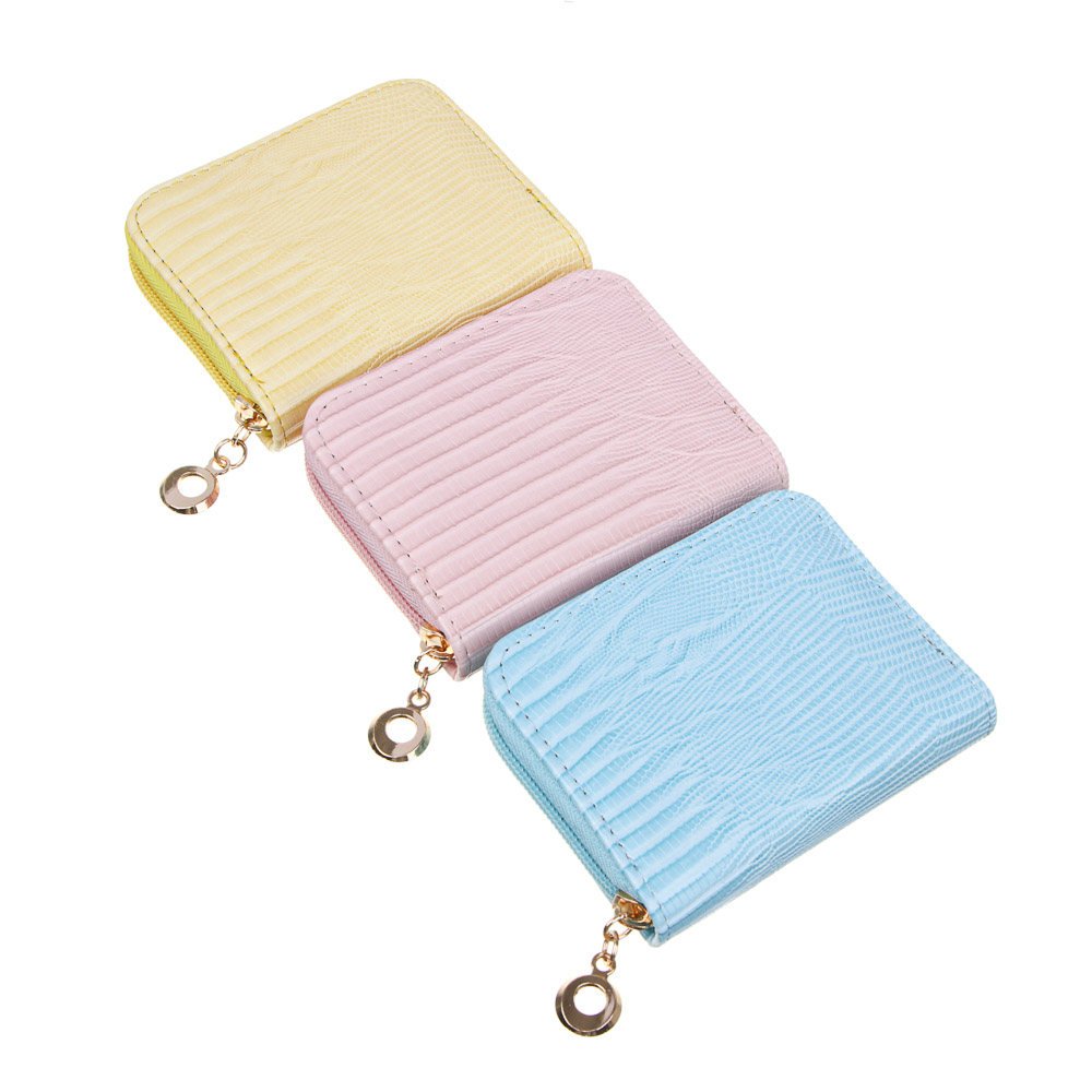 ЮL Версиамо Кошелек женский для карт, купюр и монет на молнии, ПУ, 10,5х8х2см, 3 цвета, арт.№ 303-053