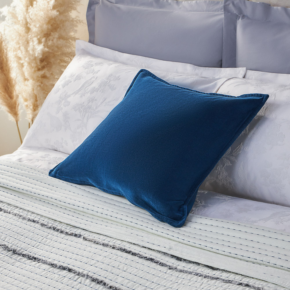 BY COLLECTION Чехол для подушки велюр 50х50см, 100% хлопок, синий, арт.№ 497-059