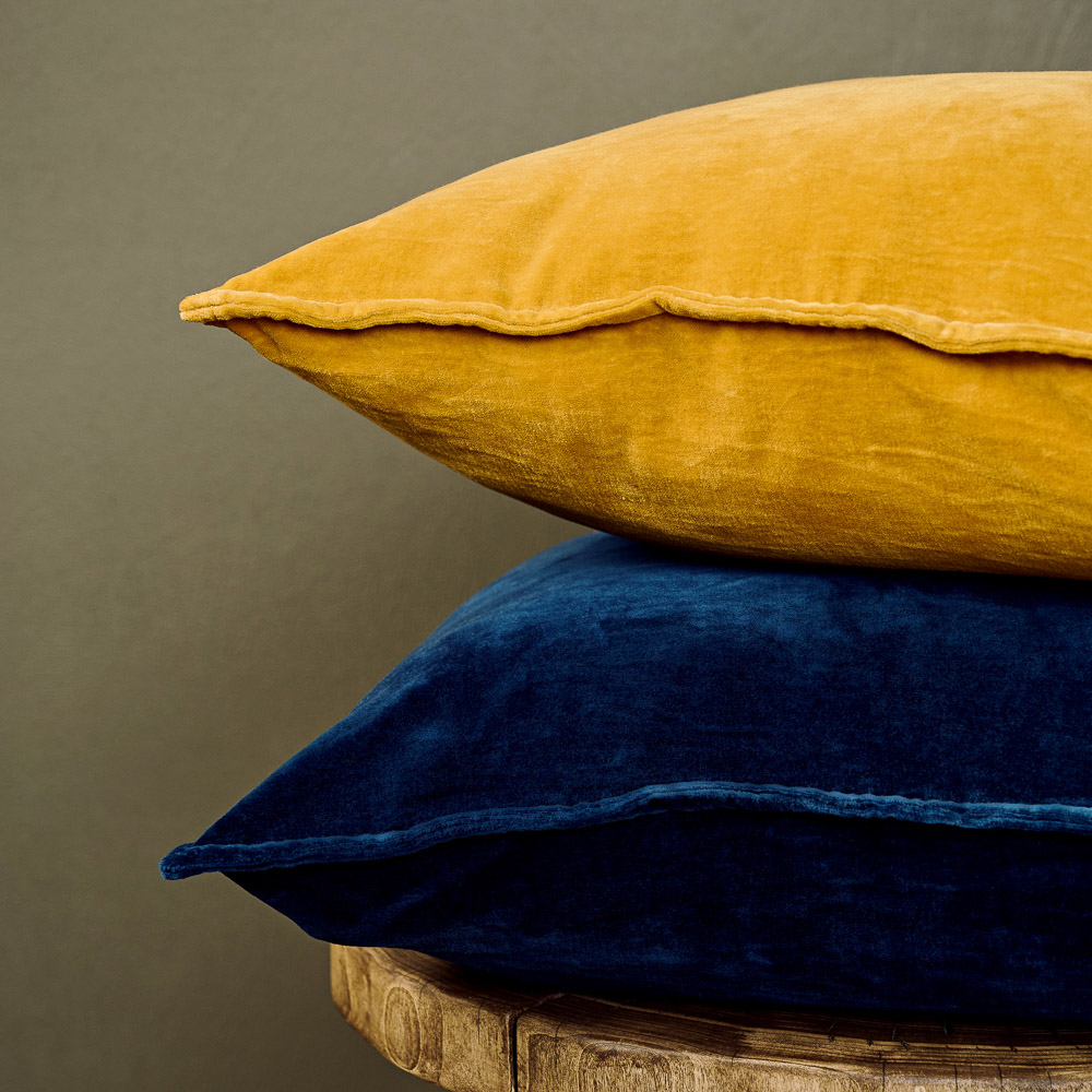 BY COLLECTION Чехол для подушки велюр 50х50см, 100% хлопок, синий, арт.№ 497-059