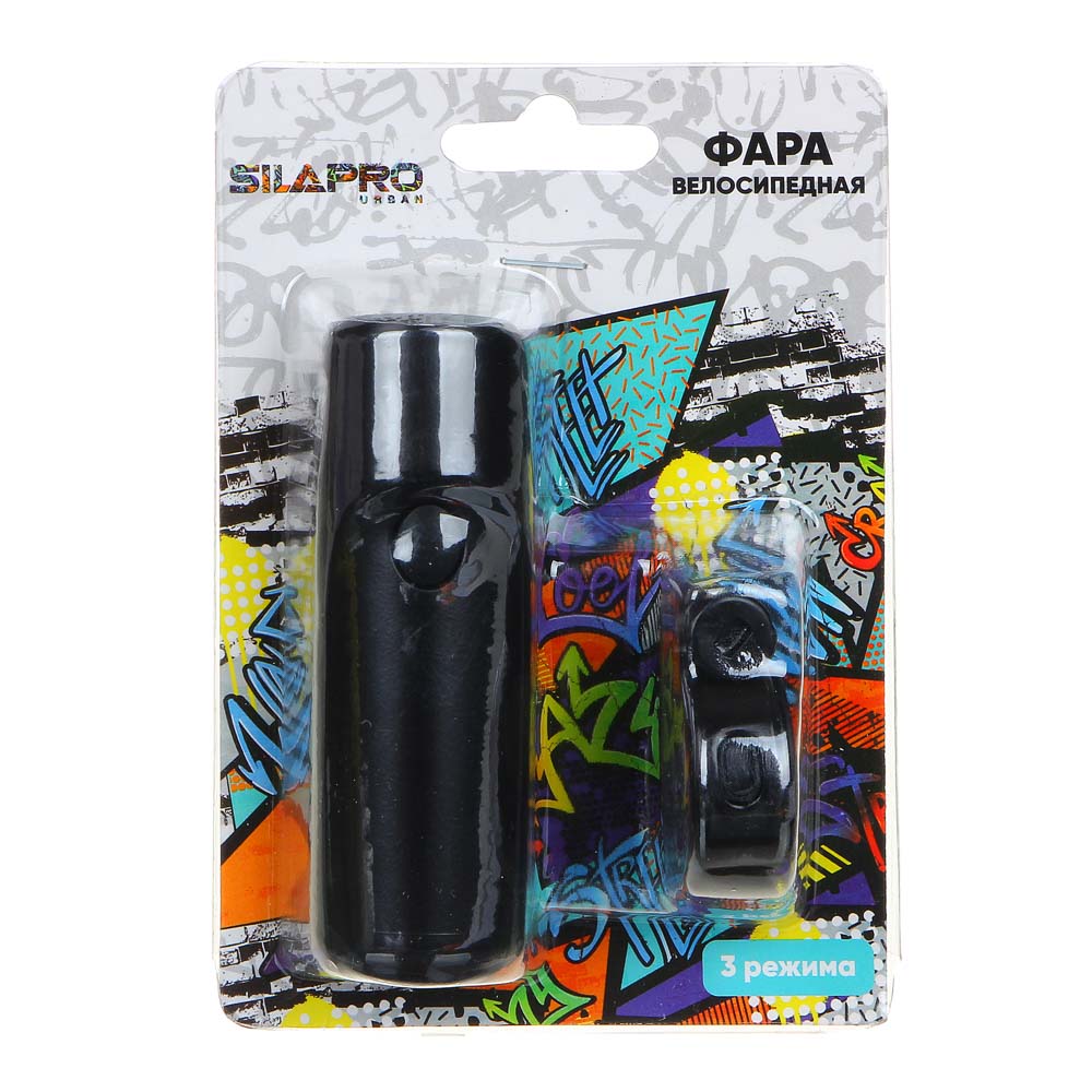 SILAPRO Фара велосипедная 3 режима, 1LED, 3xААА,  9х3х2.5см, пластик, 2 цвета, арт.№ 195-021