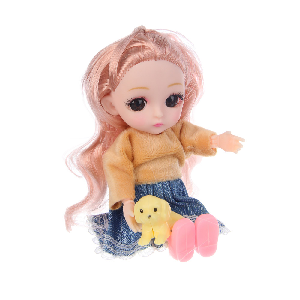 Кукла шарнирная 15 см с акс., PVC, PP, ABS, тм ИГРОЛЕНД, 3+, арт.№ 436-217