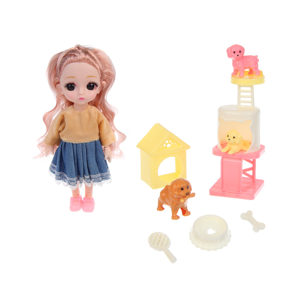 Кукла шарнирная 15 см с акс., PVC, PP, ABS, тм ИГРОЛЕНД, 3+, арт.№ 436-217