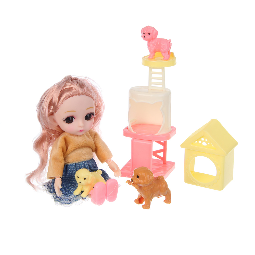 Кукла шарнирная 15 см с акс., PVC, PP, ABS, тм ИГРОЛЕНД, 3+, арт.№ 436-217