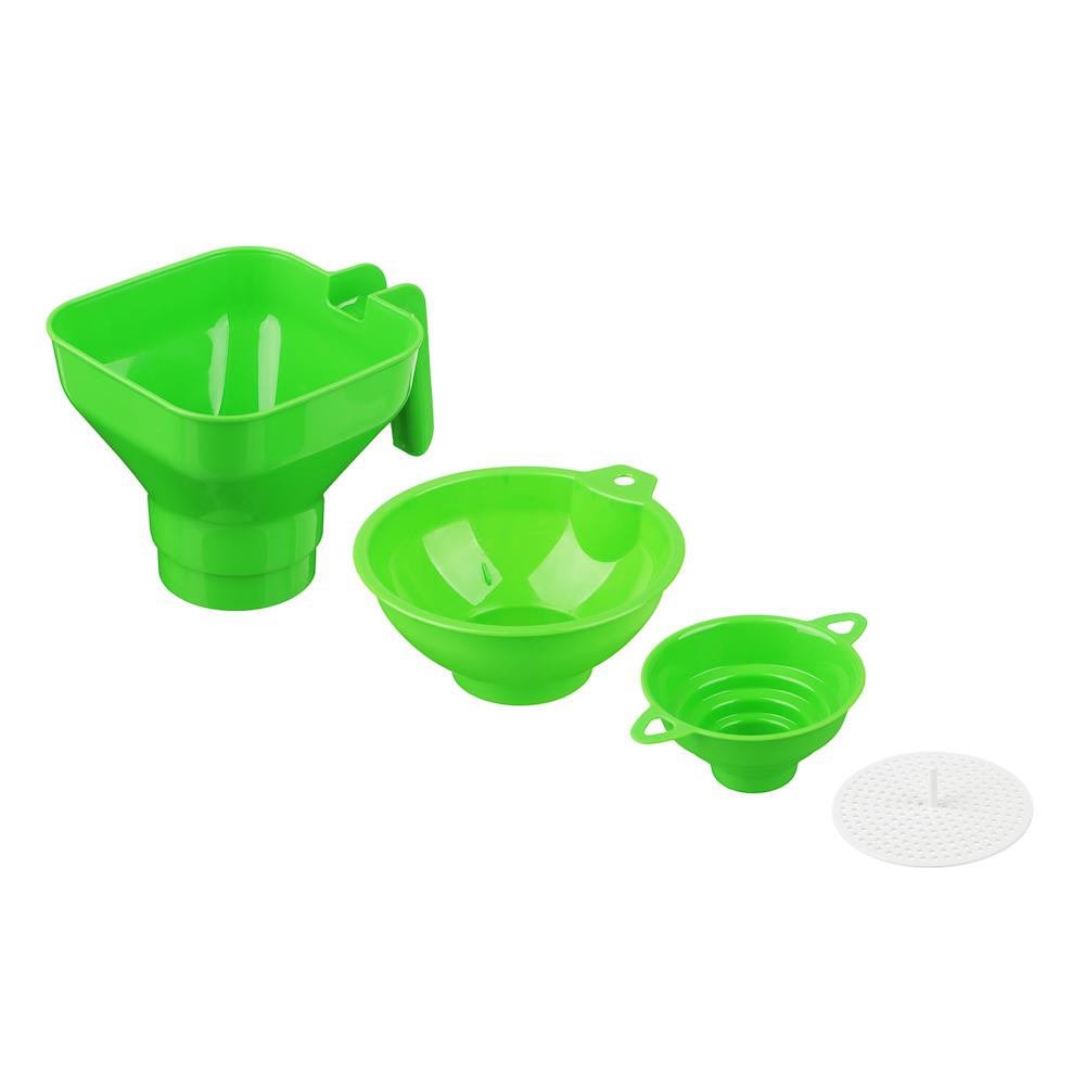 Набор 4 предмета: воронка на 4 диаметра; воронки квадратная и круглая с широким горлом, ситечко, арт.№ 861-499