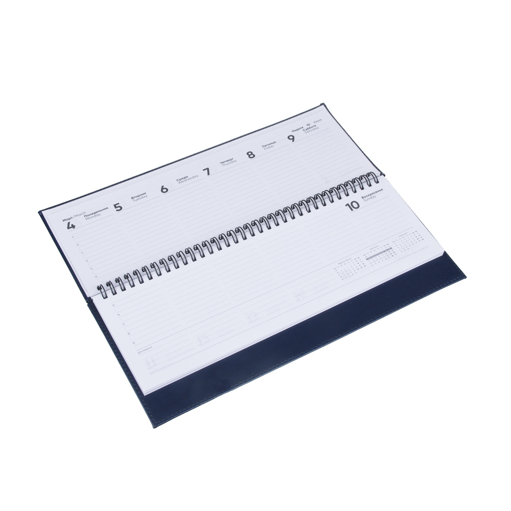 Планинг настольный на 2024 "ПРЕСТИЖ", 31x14,5см, 128 стр., тв.обложка, иск.кожа, спираль, синий, арт.№ 572-146