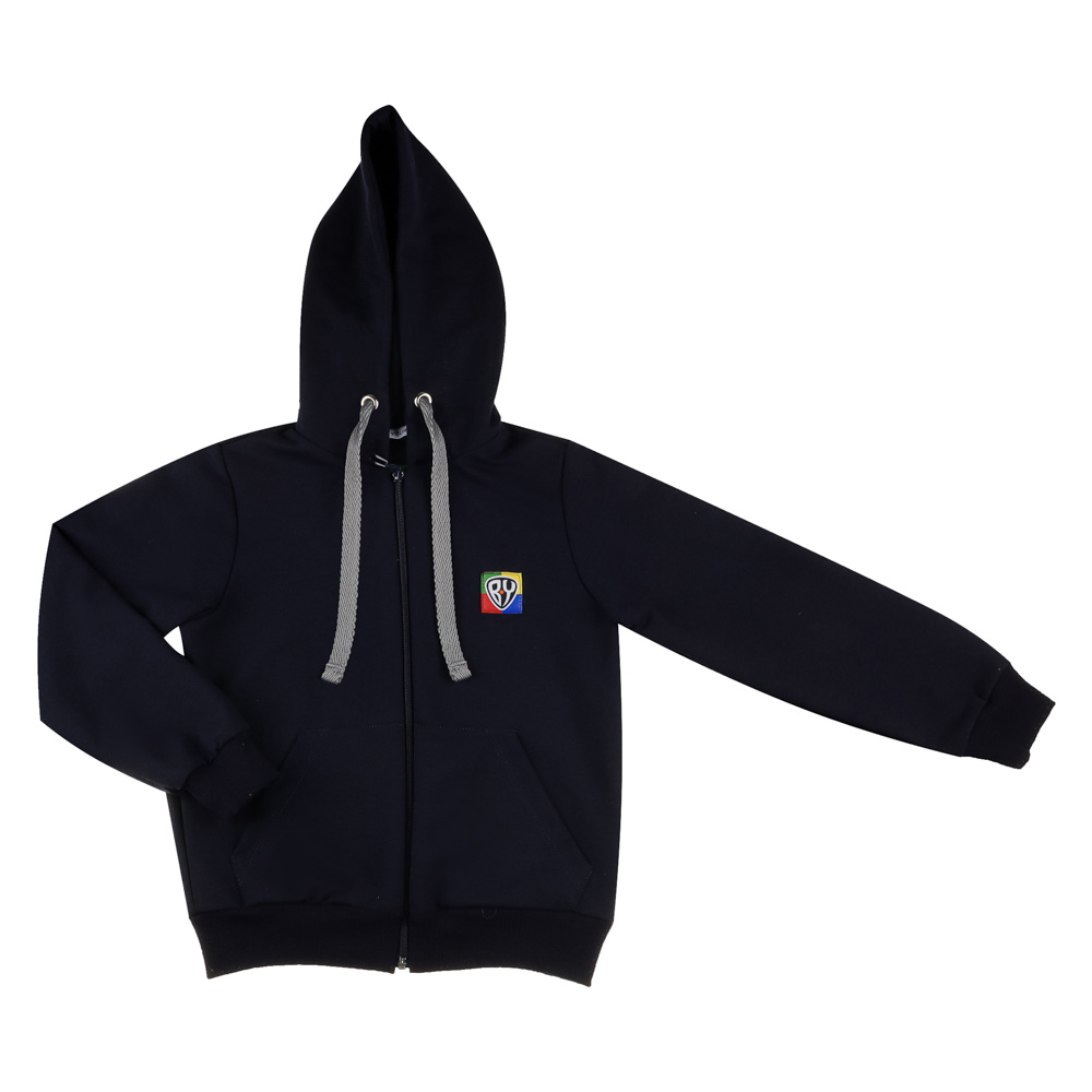 BY Basic Толстовка на молнии детская, хлопок, цвет темно-синий, размер 140, арт.№ 833-030