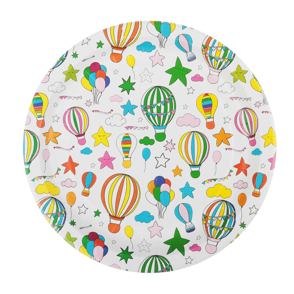 Набор бумажных тарелок Шарики с обводкой, 6 шт d=230 мм, арт.№ 530-384