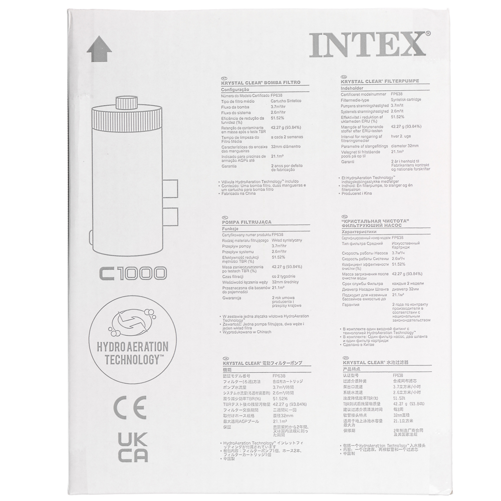 INTEX "Кристальная чистота" фильтрующий насос "C1000", 220V, 3785 л/час, картридж тип А, 26638, арт.№ 047-069