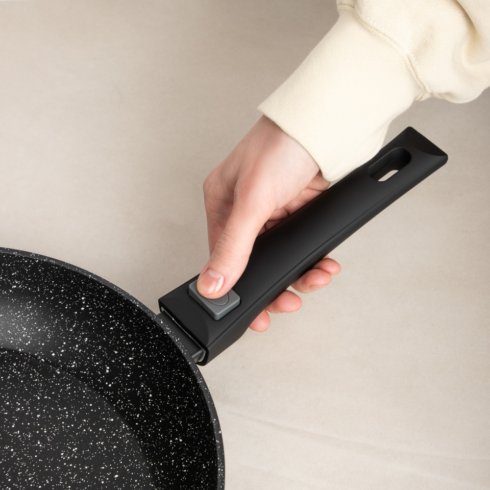 SATOSHI Оникс Сковорода литая d24см, антипригарное покрытие "мрамор", съемная ручка, индукция, арт.№ 846-729