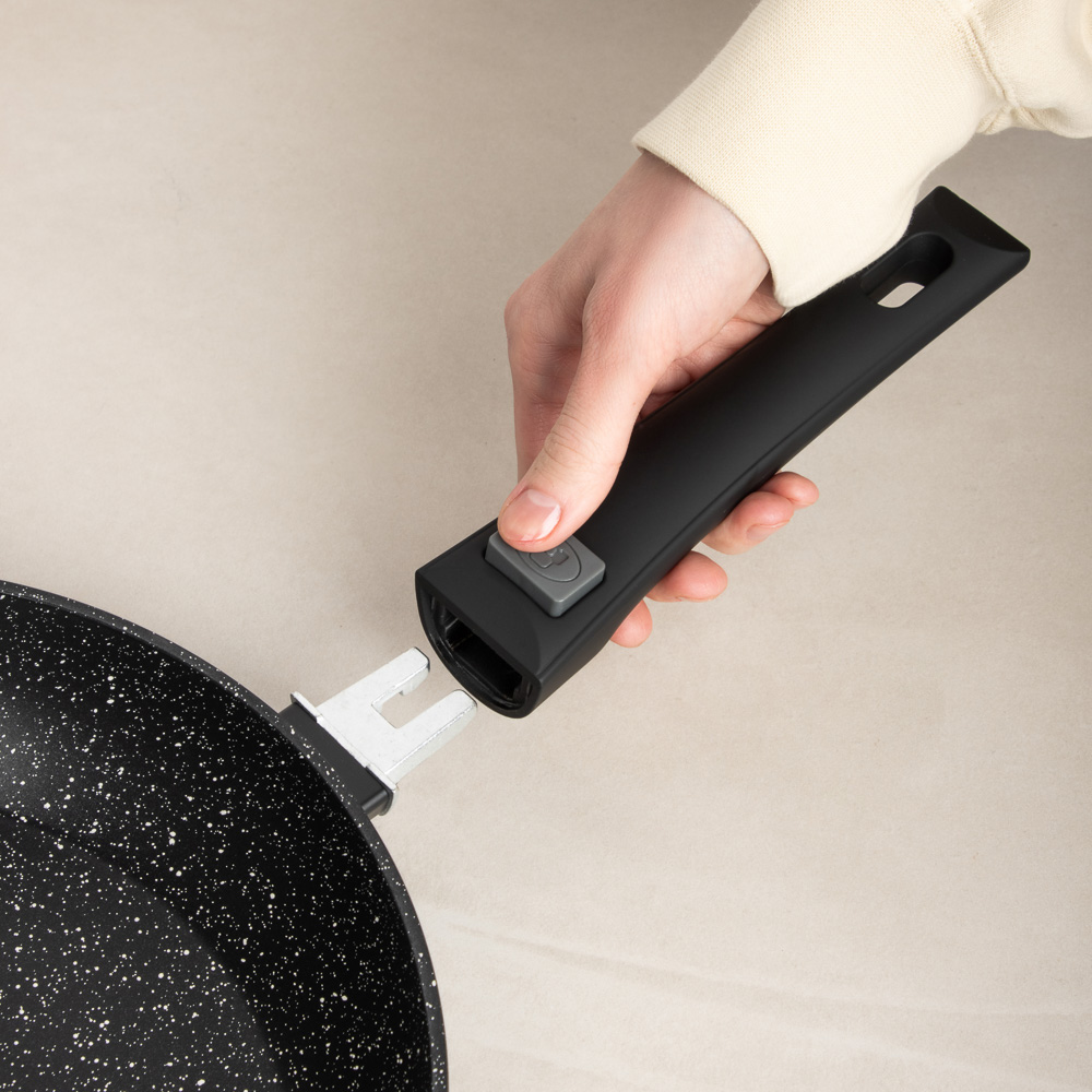 SATOSHI Оникс Сковорода литая d24см, антипригарное покрытие "мрамор", съемная ручка, индукция, арт.№ 846-729