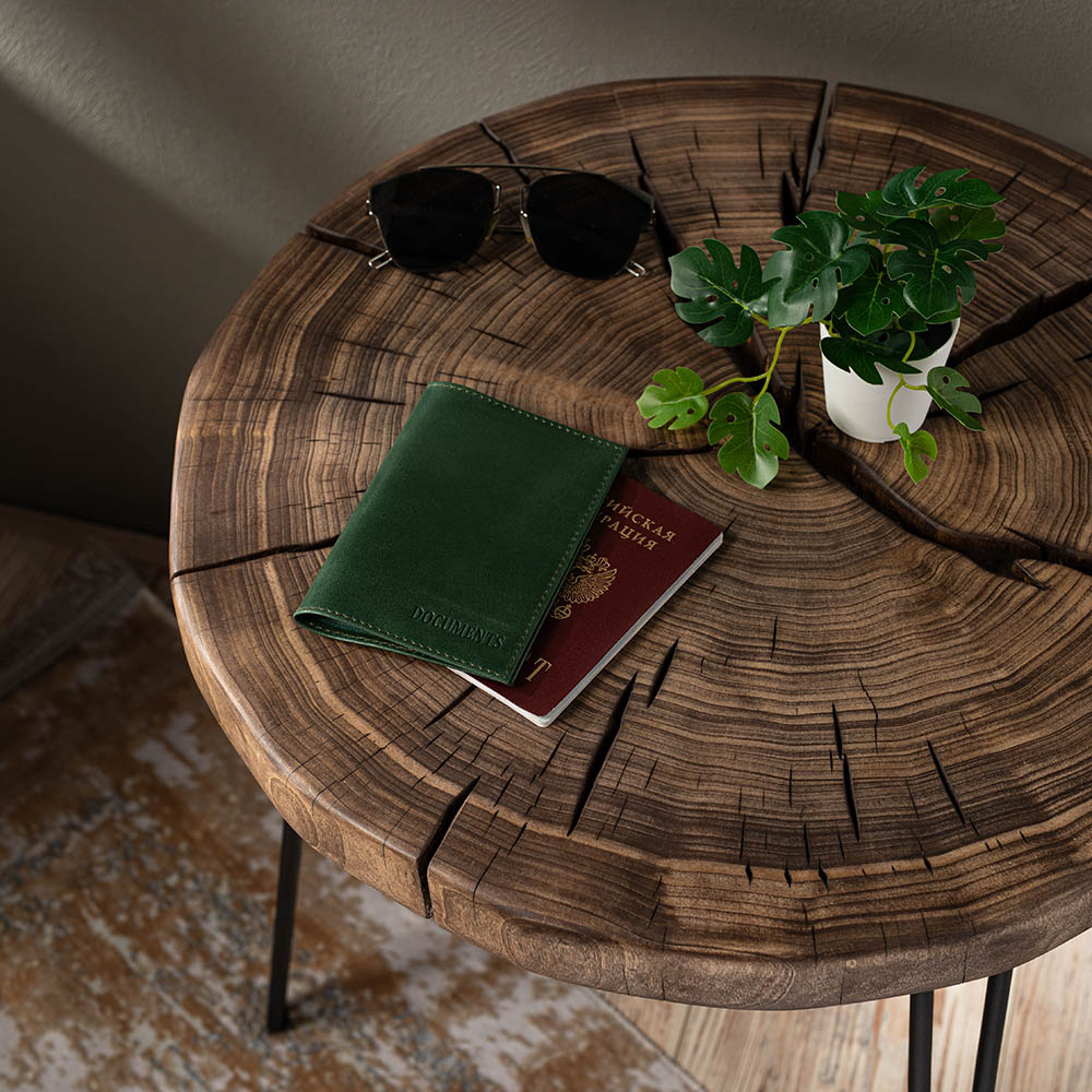 Обложка на паспорт натур.кожа арт.400 зеленый пулап 205, арт.№ 334-118