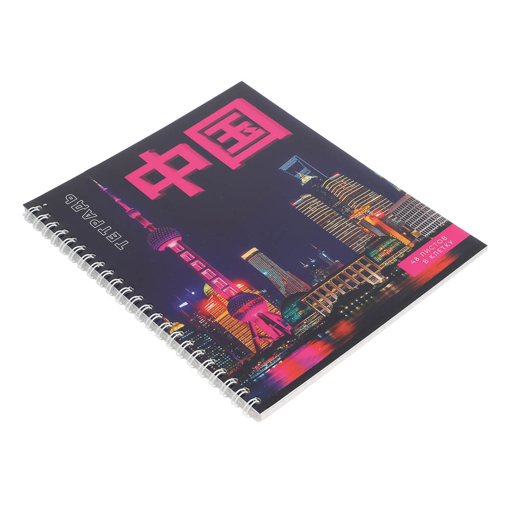 Тетрадь общая 48 листов в клетку, блок №2, обложка картон, спираль 5 дизайнов, арт.№ 578-157