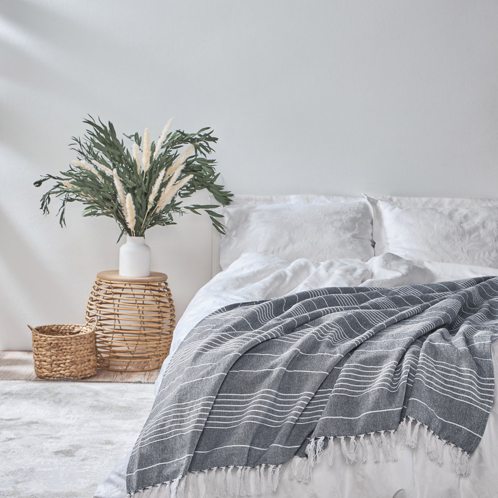 PROVANCE Нэви Плед хлопок 140х200см, синий, арт.№ 486-193