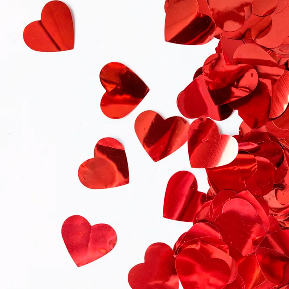 Хлопушка пневматическая 30см, конфетти-сердца из фольги, красный, тм МАКСЭМ, арт.№ 585-066