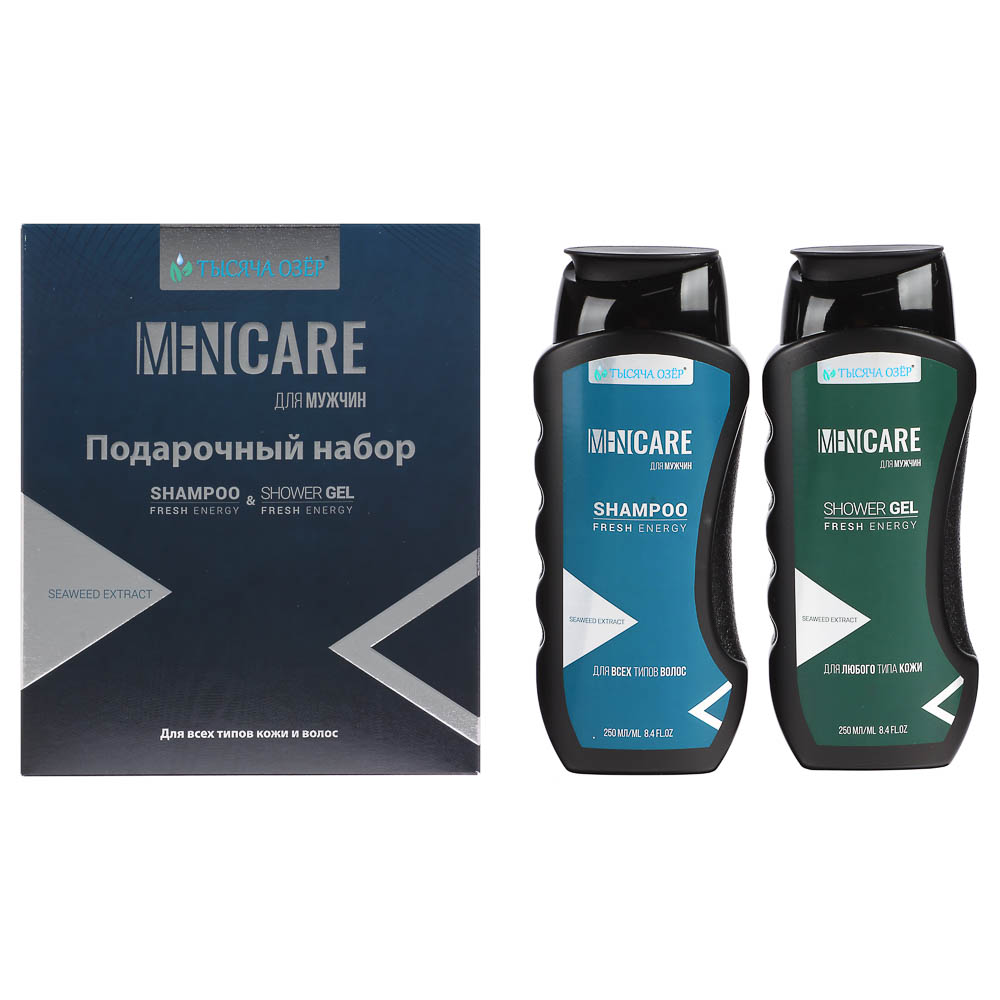 Подарочный набор мужской ТЫСЯЧА ОЗЕР Шампунь для волос+гель д/душа, 2*250мл, арт.№ 954-060