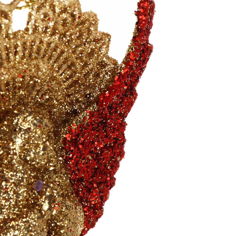 СНОУ БУМ Подвеска декоративная "Ангел" 13 см, пластик, глиттер, золото, красный, арт.№ 397-401