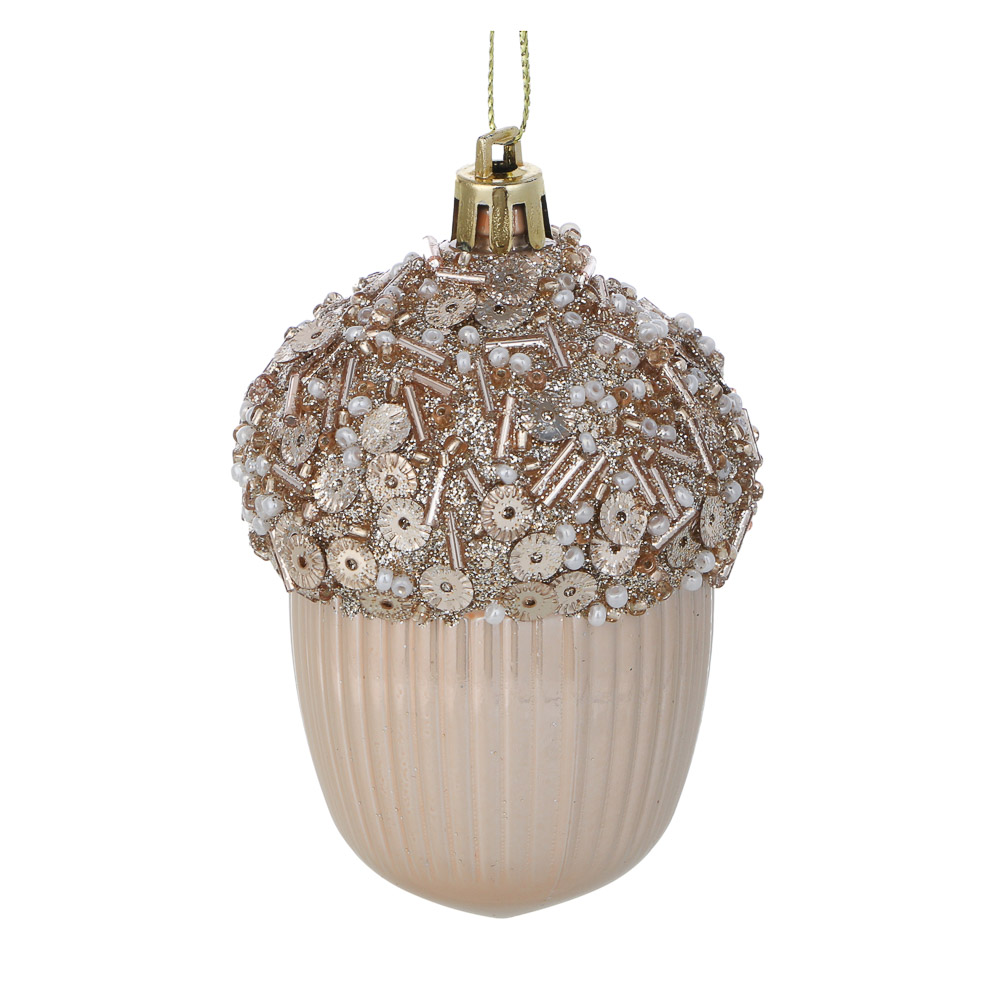 СНОУ БУМ Подвеска декоративная "Желудь", 6х6х9 см, 1 шт, пластик, глиттер, 3 дизайна, арт.№ 397-402