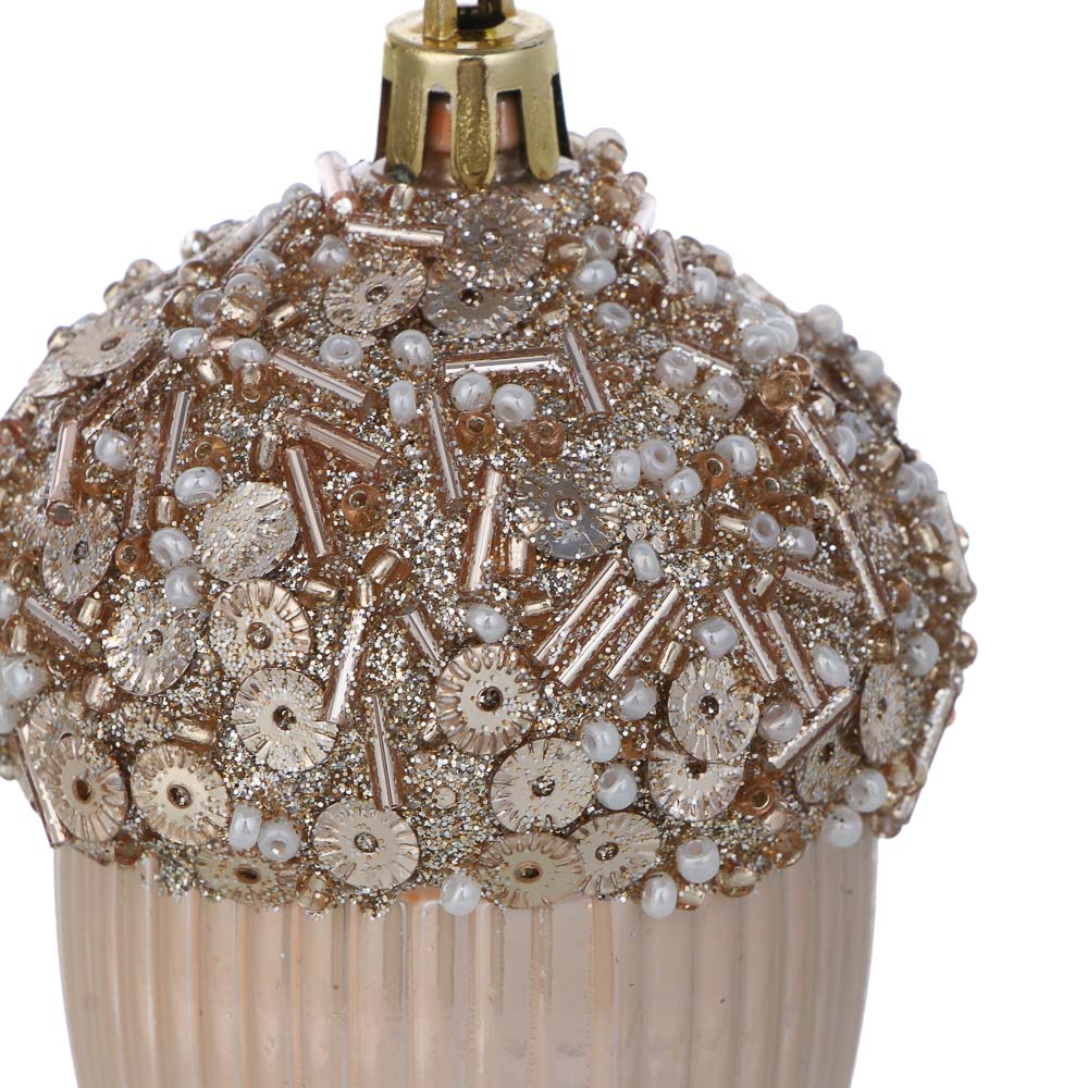 СНОУ БУМ Подвеска декоративная "Желудь", 6х6х9 см, 1 шт, пластик, глиттер, 3 дизайна, арт.№ 397-402