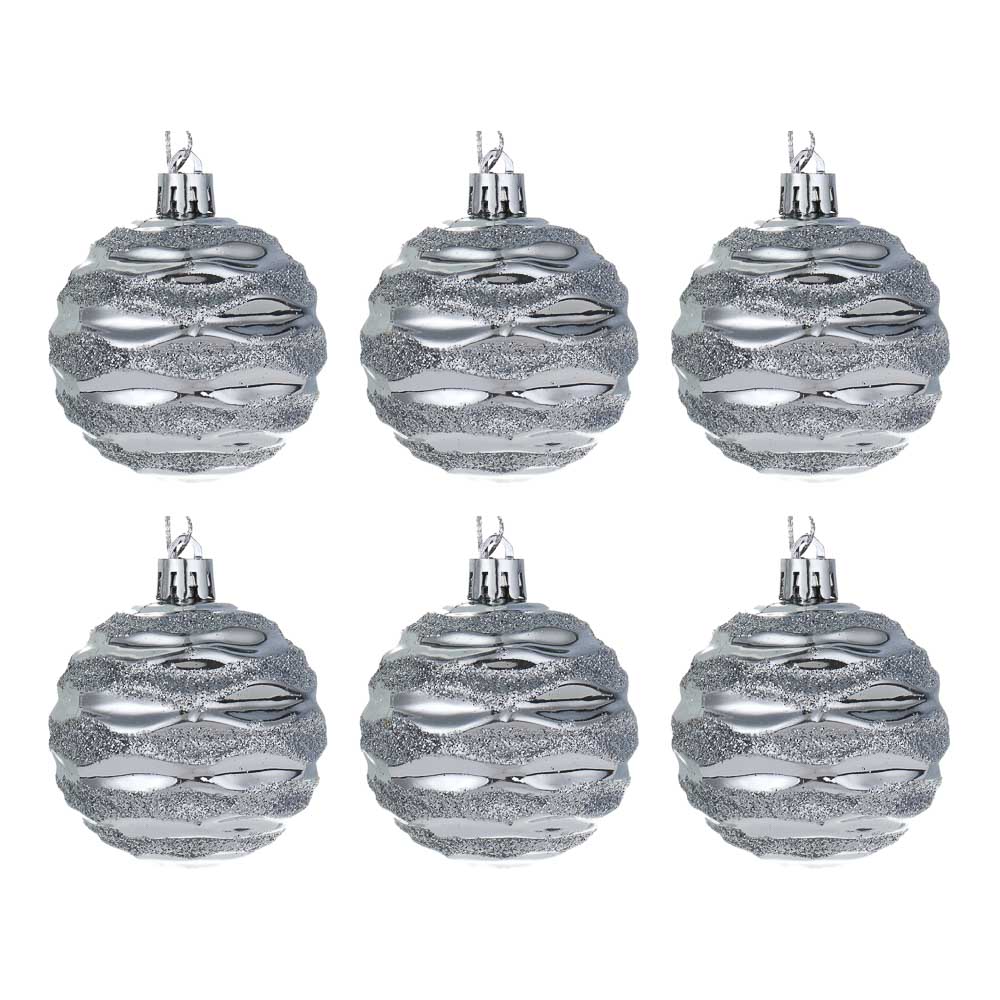 СНОУ БУМ Набор шаров 6 см, 6 шт, серебро, 26-198, арт.№ 373-613