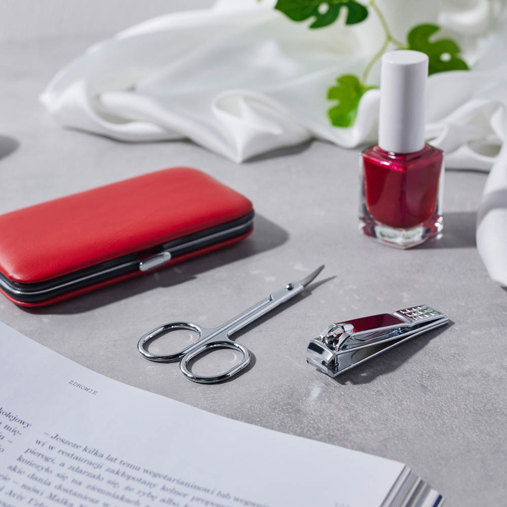 ЮНИLOOK Набор маникюрный 8 предметов, металл, 10,7х6см, красный, арт.№ 305-429