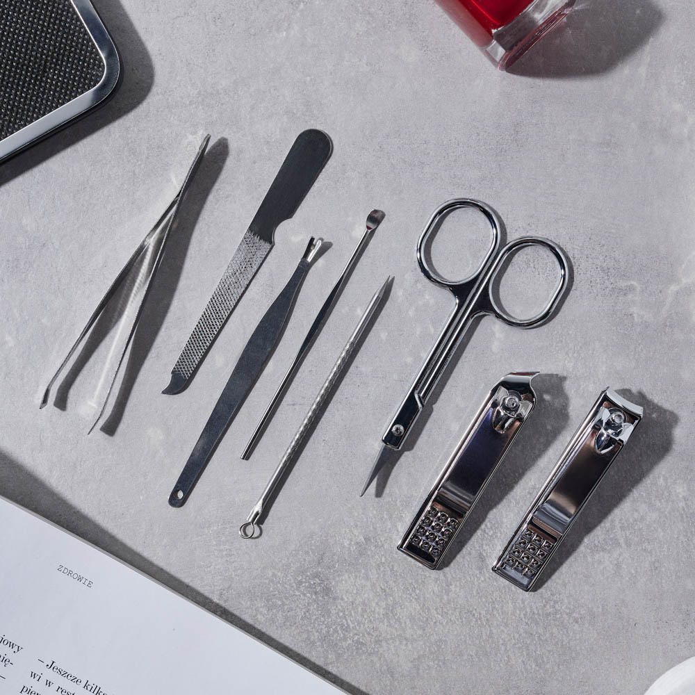 ЮНИLOOK Набор маникюрный 8 предметов, металл, 10,7х6см, красный, арт.№ 305-429