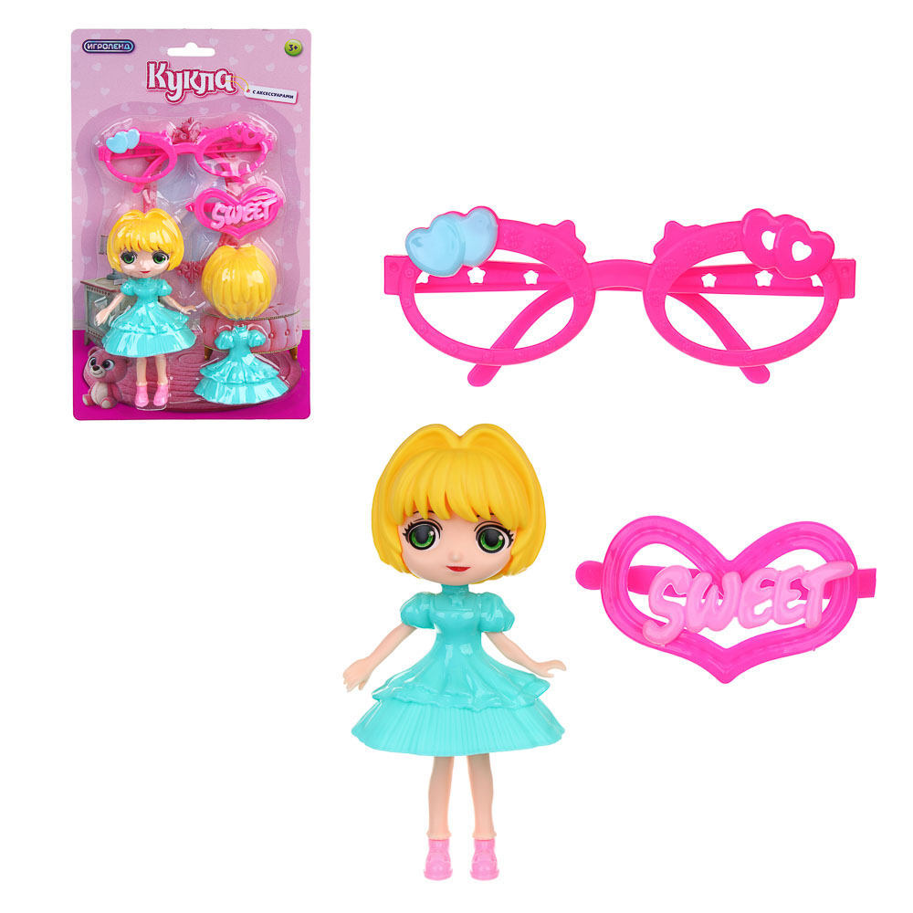 ИГРОЛЕНД Кукла с аксессуарами, PP, ABS, 16,5х3,5х29 см, 3 вида, арт.№ 436-151